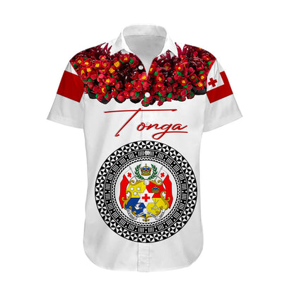 Custom Personalised Tonga Emancipation Day Hawaiian Shirt Independence Day - Unique Kahoa Heilala Flower - White