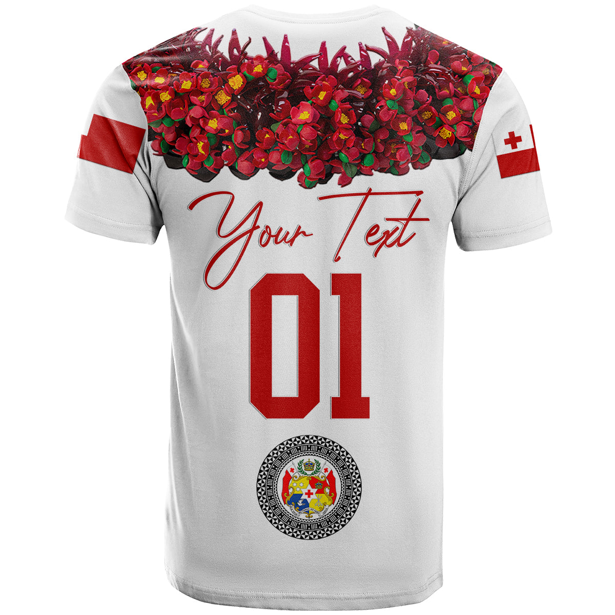 Custom Personalised Tonga Emancipation Day T Shirt Independence Day - Unique Kahoa Heilala Flower - White
