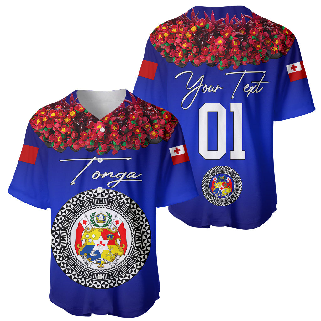(Custom Personalised) Tonga Emancipation Day Baseball Jersey Independence Day Unique Kahoa Heilala Flower Blue