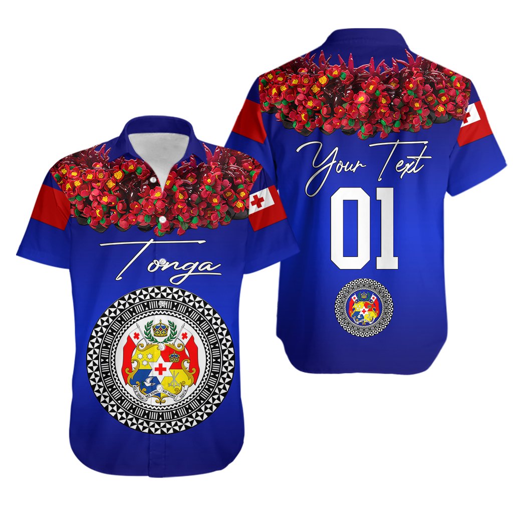 Custom Personalised Tonga Emancipation Day Hawaiian Shirt Independence Day - Unique Kahoa Heilala Flower - Blue