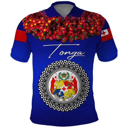 Tonga Emancipation Day Polo Shirt Independence Day - Unique Kahoa Heilala Flower - Blue