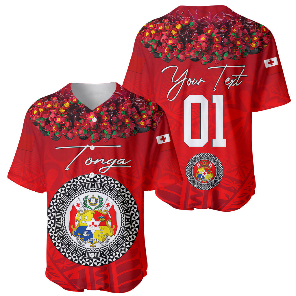 (Custom Personalised) Tonga Emancipation Day Baseball Jersey Independence Day Kupesi Kahoa Heilala Flower Red