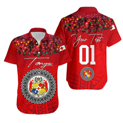 Custom Personalised Tonga Emancipation Day Hawaiian Shirt Independence Day - Kupesi Kahoa Heilala Flower - Red