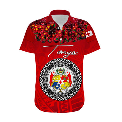 Custom Personalised Tonga Emancipation Day Hawaiian Shirt Independence Day - Kupesi Kahoa Heilala Flower - Red