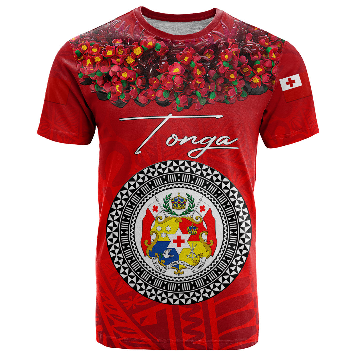 Custom Personalised Tonga Emancipation Day T Shirt Independence Day - Kupesi Kahoa Heilala Flower - Red