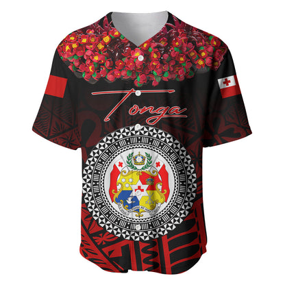 (Custom Personalised) Tonga Emancipation Day Baseball Jersey Independence Day Kupesi Kahoa Heilala Flower Black