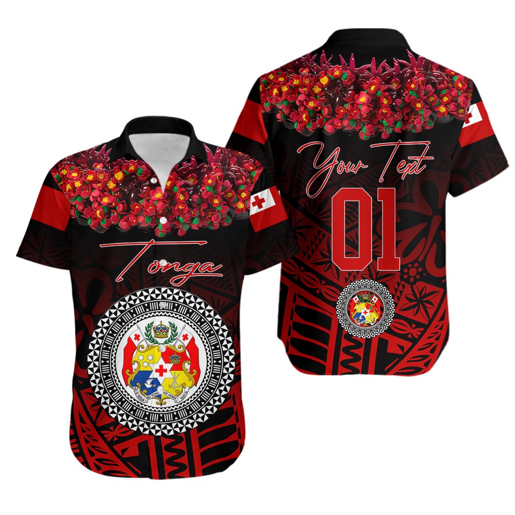 Custom Personalised Tonga Emancipation Day Hawaiian Shirt Independence Day - Kupesi Kahoa Heilala Flower - Black
