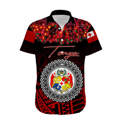 Custom Personalised Tonga Emancipation Day Hawaiian Shirt Independence Day - Kupesi Kahoa Heilala Flower - Black