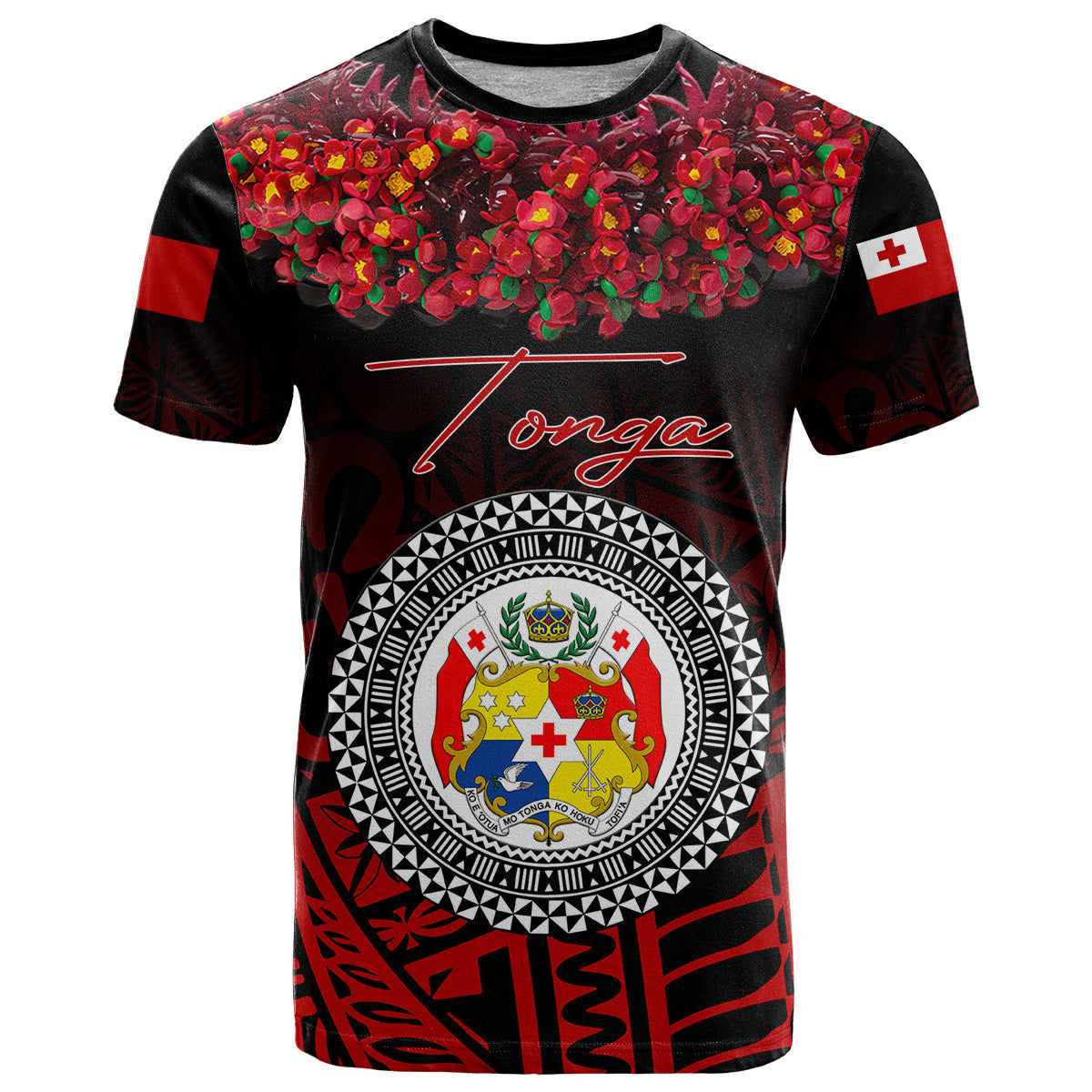 Custom Personalised Tonga Emancipation Day T Shirt Independence Day - Kupesi Kahoa Heilala Flower - Black