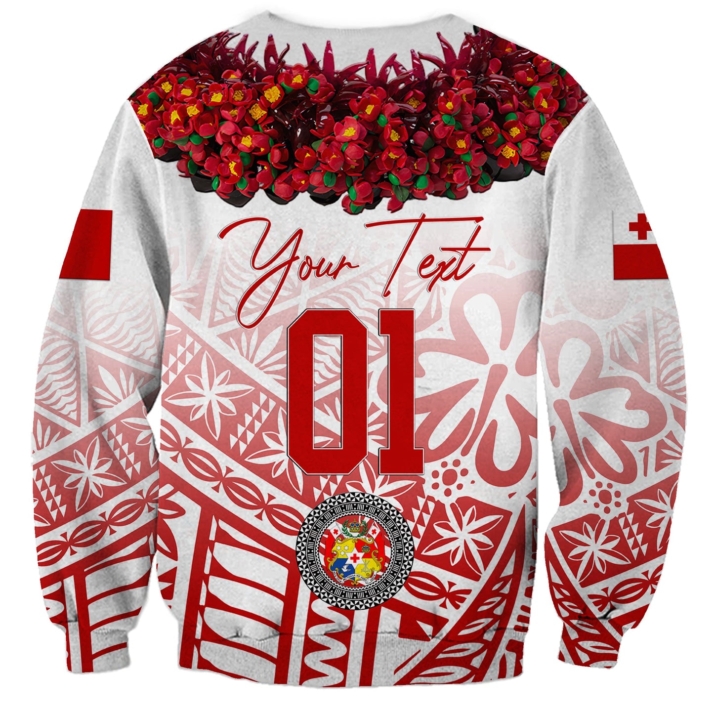 Custom Personalised Tonga Emancipation Day Sweatshirt Independence Day Kupesi Kahoa Heilala Flower White