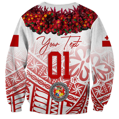 Custom Personalised Tonga Emancipation Day Sweatshirt Independence Day Kupesi Kahoa Heilala Flower White