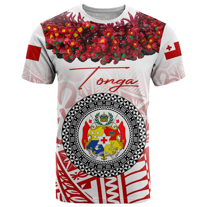 Custom Personalised Tonga Emancipation Day T Shirt Independence Day - Kupesi Kahoa Heilala Flower - White