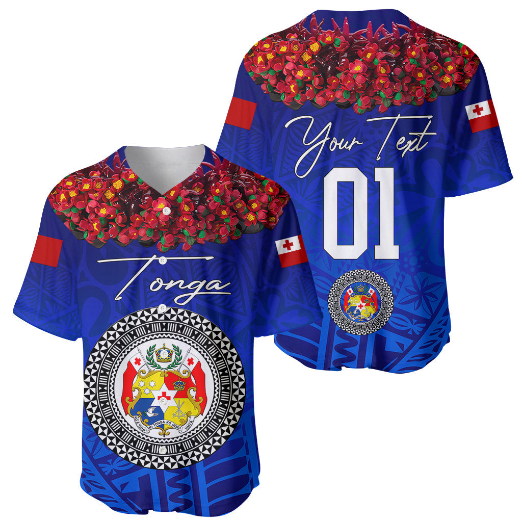 (Custom Personalised) Tonga Emancipation Day Baseball Jersey Independence Day Kupesi Kahoa Heilala Flower Blue