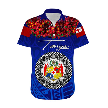 Custom Personalised Tonga Emancipation Day Hawaiian Shirt Independence Day - Kupesi Kahoa Heilala Flower - Blue