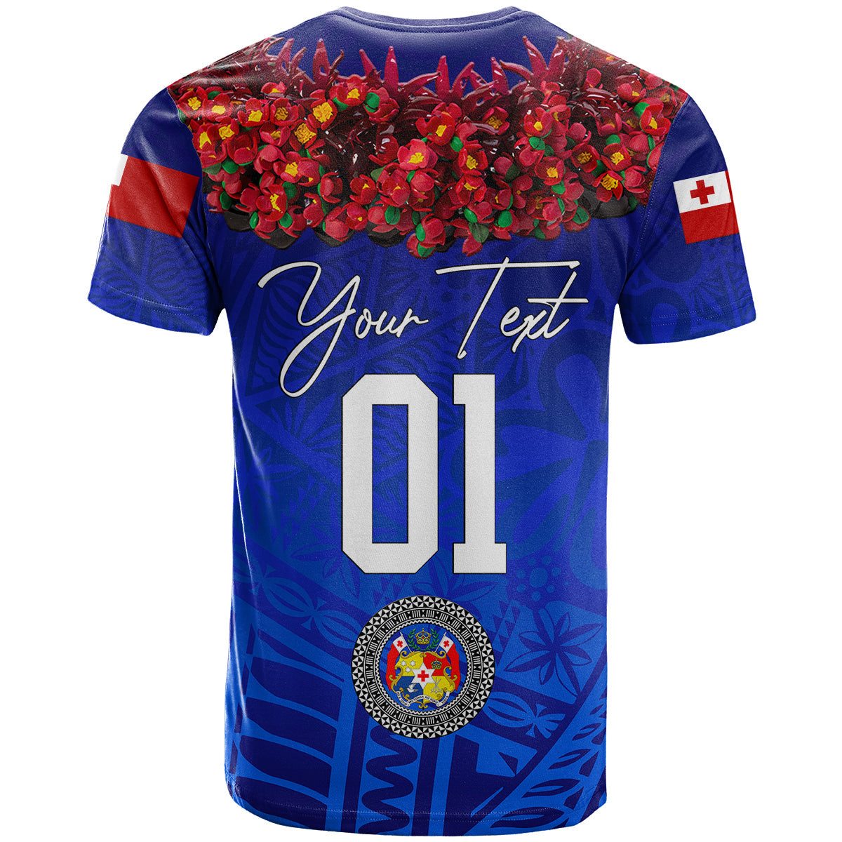 Custom Personalised Tonga Emancipation Day T Shirt Independence Day - Kupesi Kahoa Heilala Flower - Blue