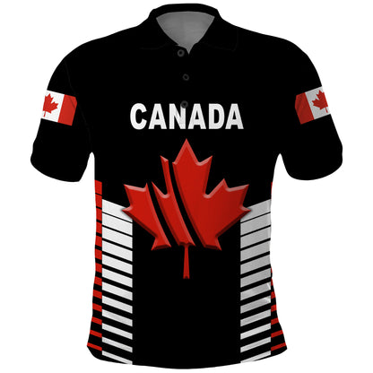 Custom Canada Cricket Polo Shirt Maple Leaf Unique Style Black
