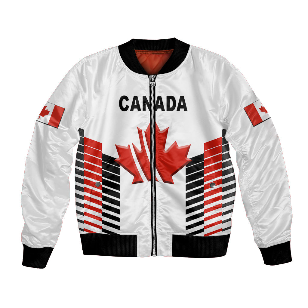 (Custom Personalised) Canada Cricket Bomber Jacket Maple Leaf Unique Style - White