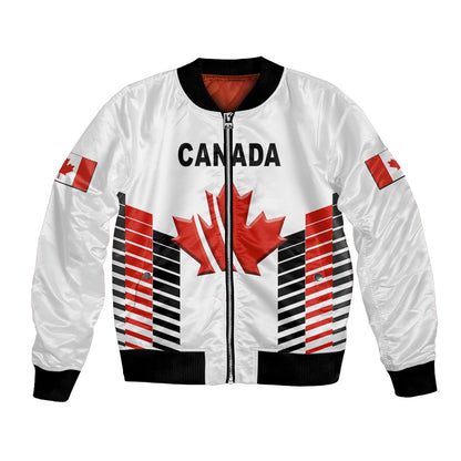 (Custom Personalised) Canada Cricket Bomber Jacket Maple Leaf Unique Style - White