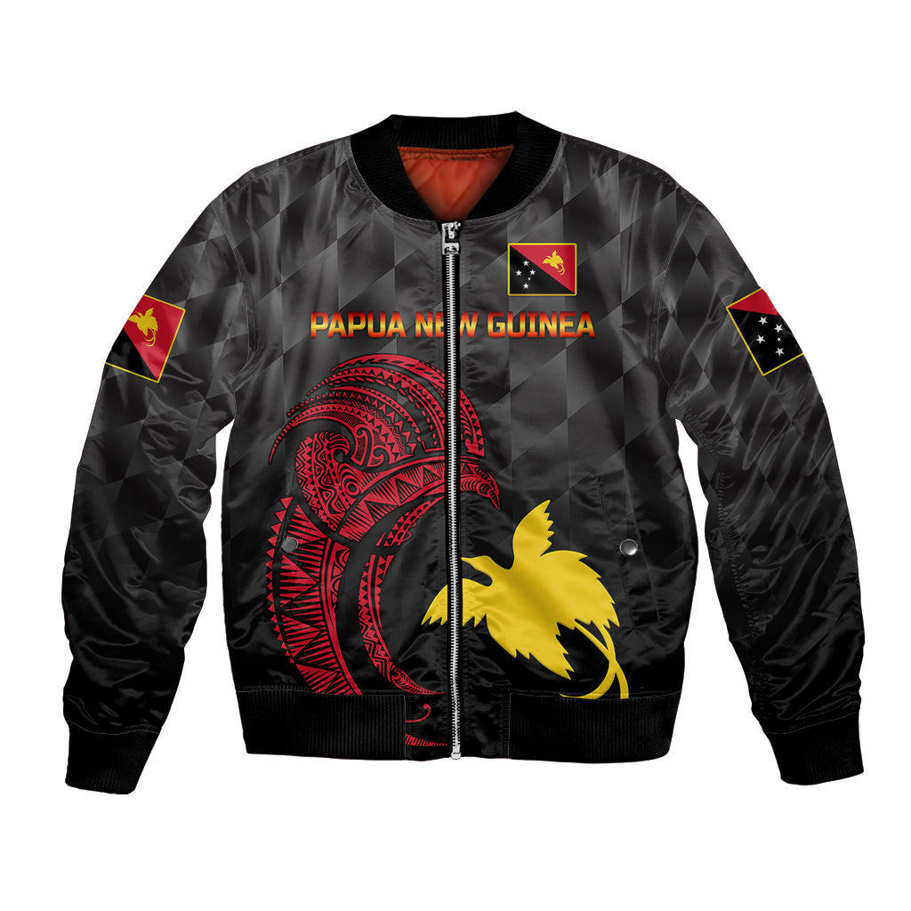 (Custom Personalised) Papua New Guinea Barramundis Cricket Bomber Jacket Birds Of Paradise Paradisaea Raggiana Original Black