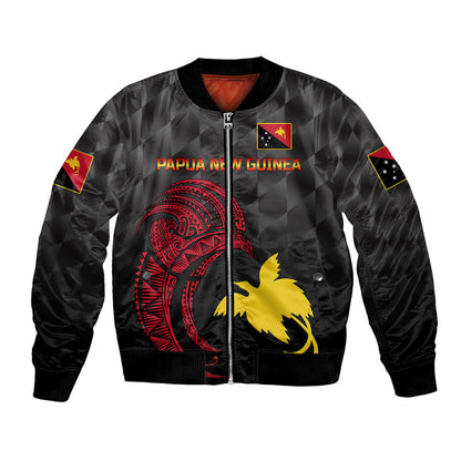 (Custom Personalised) Papua New Guinea Barramundis Cricket Bomber Jacket Birds Of Paradise Paradisaea Raggiana Original Black