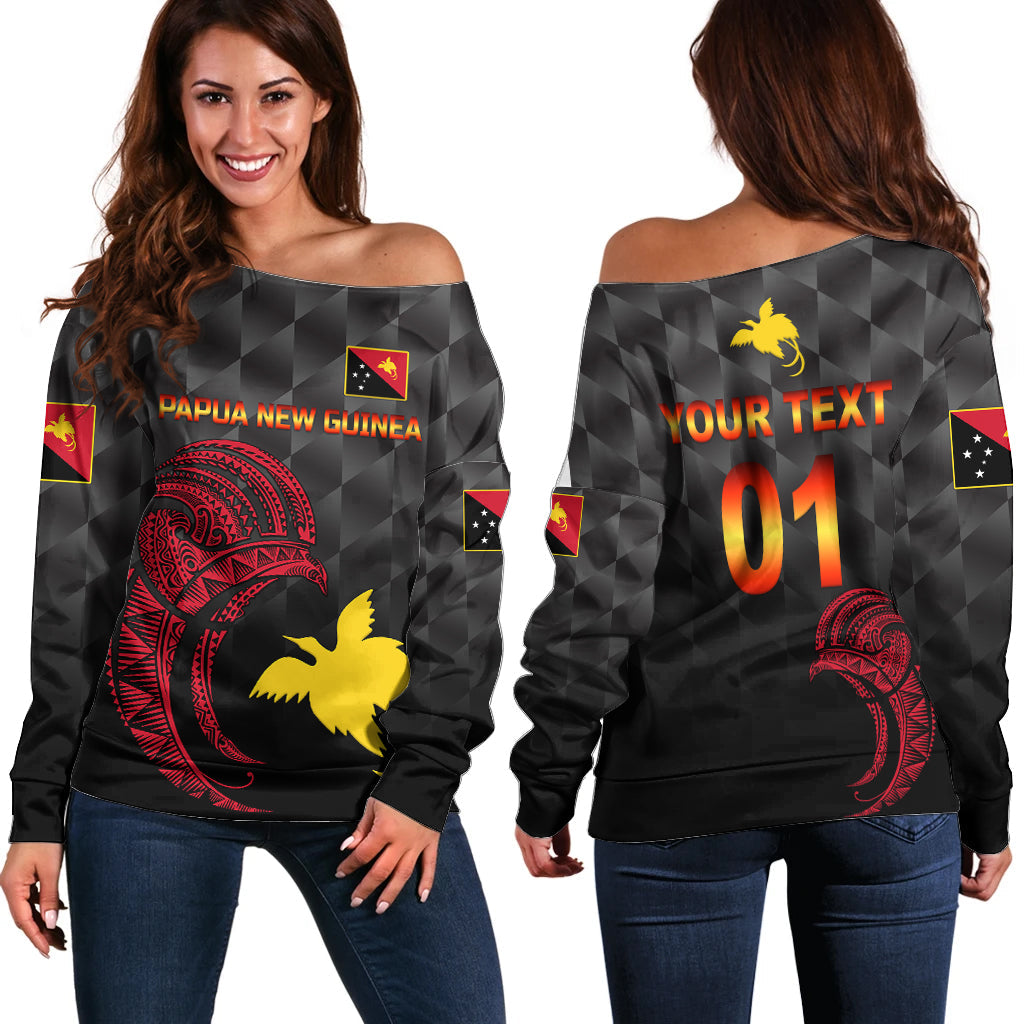 (Custom Personalised) Papua New Guinea Barramundis Cricket Off Shoulder Sweater Birds Of Paradise Paradisaea Raggiana Original Black