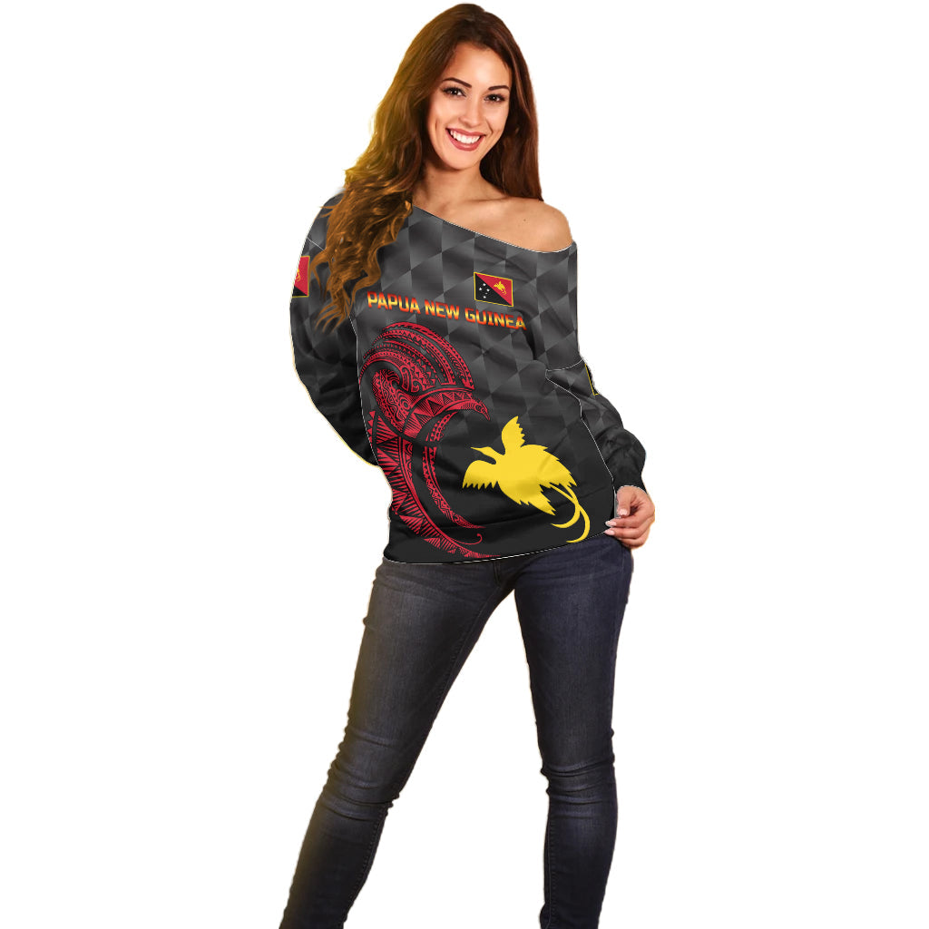 (Custom Personalised) Papua New Guinea Barramundis Cricket Off Shoulder Sweater Birds Of Paradise Paradisaea Raggiana Original Black