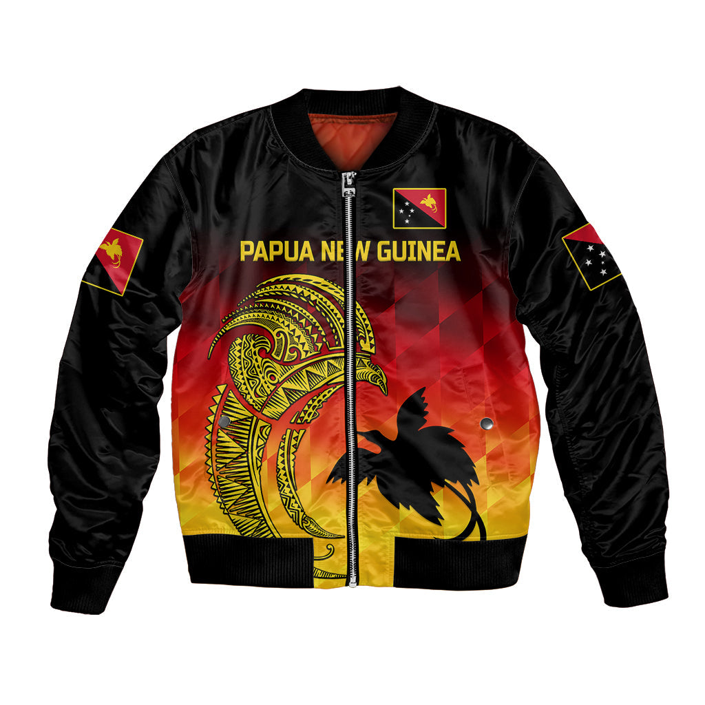 Papua New Guinea Barramundis Cricket Bomber Jacket Birds Of Paradise Paradisaea Raggiana Original Gradient Flag Vibes