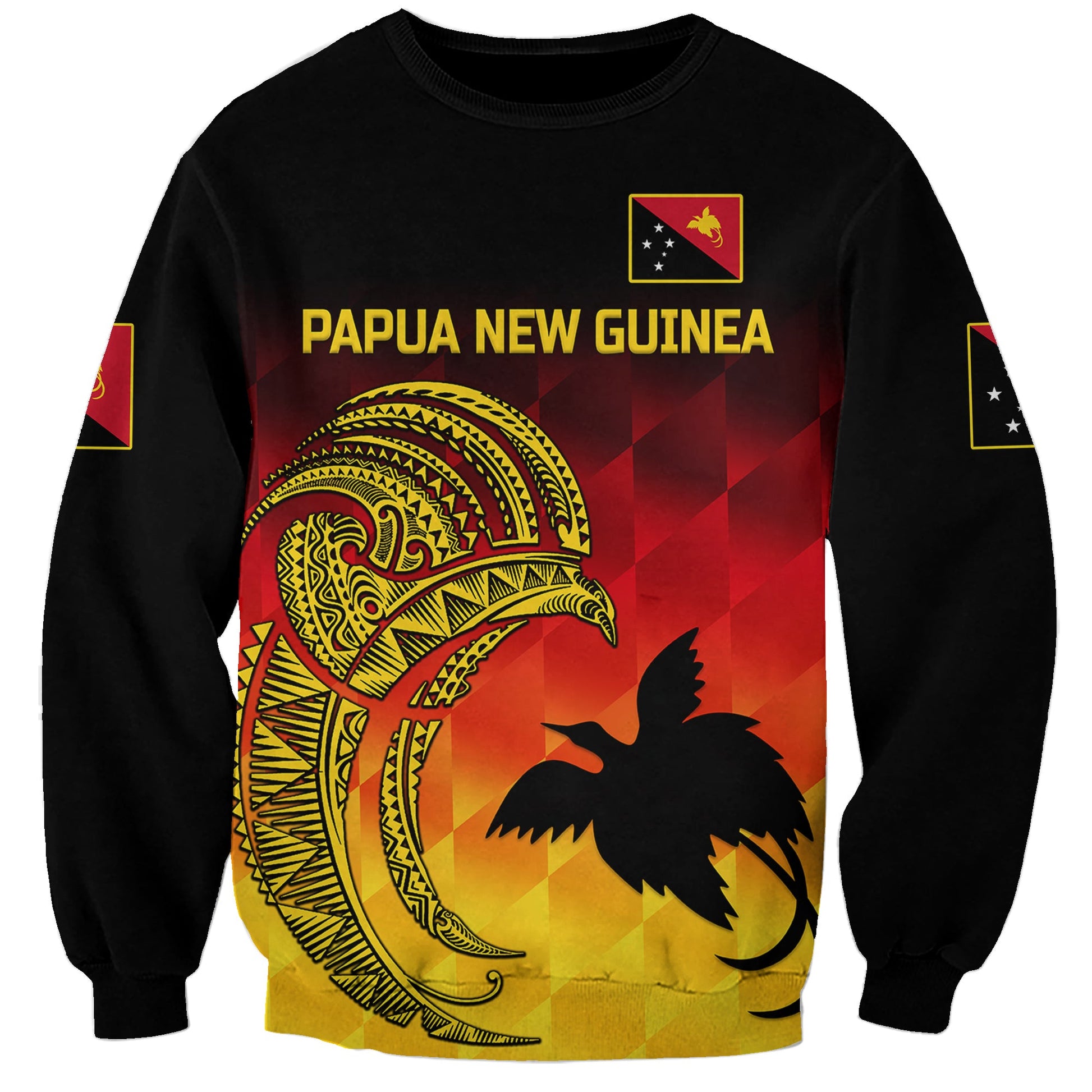 Papua New Guinea Barramundis Cricket Sweatshirt Birds Of Paradise Paradisaea Raggiana Original Gradient Flag Vibes