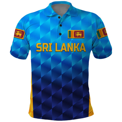 Custom Sri Lanka Cricket Polo Shirt The Lions Unique Gradient Blue