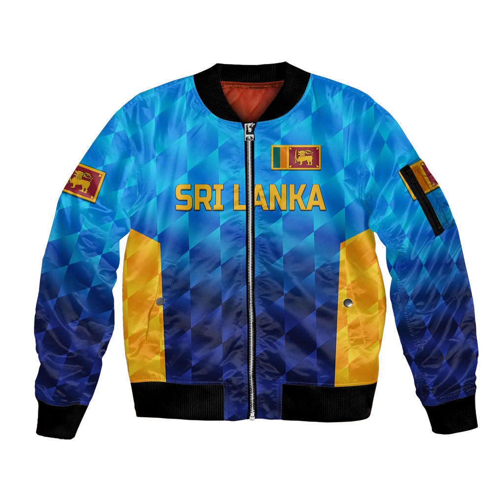 (Custom Personalised) Sri Lanka Cricket Sleeve Zip Bomber Jacket The Lions Unique - Gradient Blue