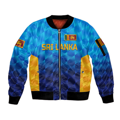 (Custom Personalised) Sri Lanka Cricket Sleeve Zip Bomber Jacket The Lions Unique - Gradient Blue