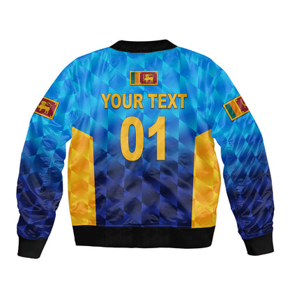 (Custom Personalised) Sri Lanka Cricket Sleeve Zip Bomber Jacket The Lions Unique - Gradient Blue