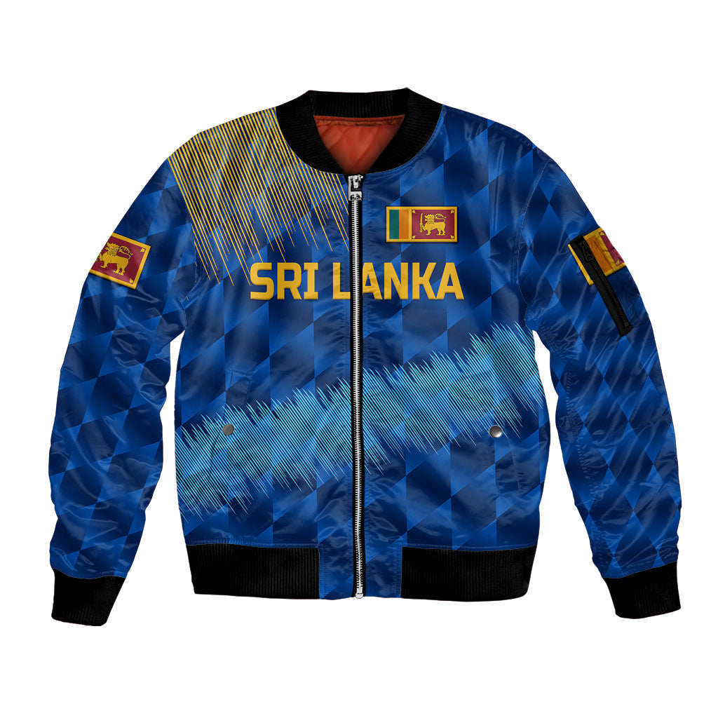(Custom Personalised) Sri Lanka Cricket Sleeve Zip Bomber Jacket The Lions Special - Blue