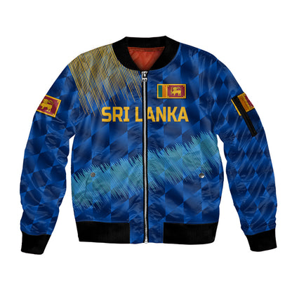 (Custom Personalised) Sri Lanka Cricket Sleeve Zip Bomber Jacket The Lions Special - Blue