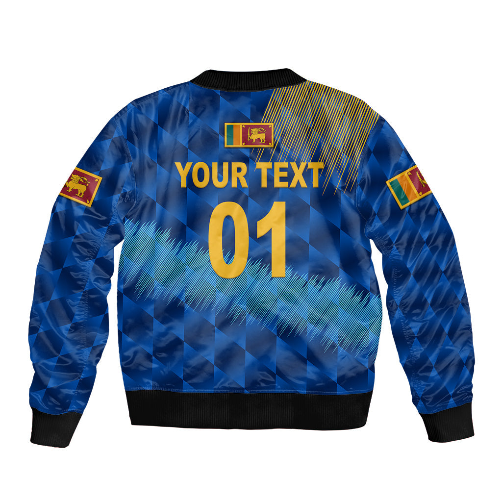 (Custom Personalised) Sri Lanka Cricket Sleeve Zip Bomber Jacket The Lions Special - Blue