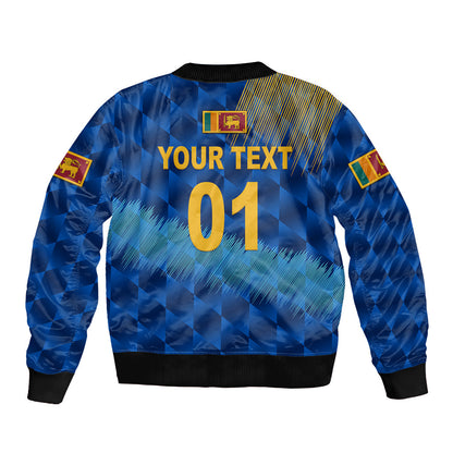 (Custom Personalised) Sri Lanka Cricket Sleeve Zip Bomber Jacket The Lions Special - Blue