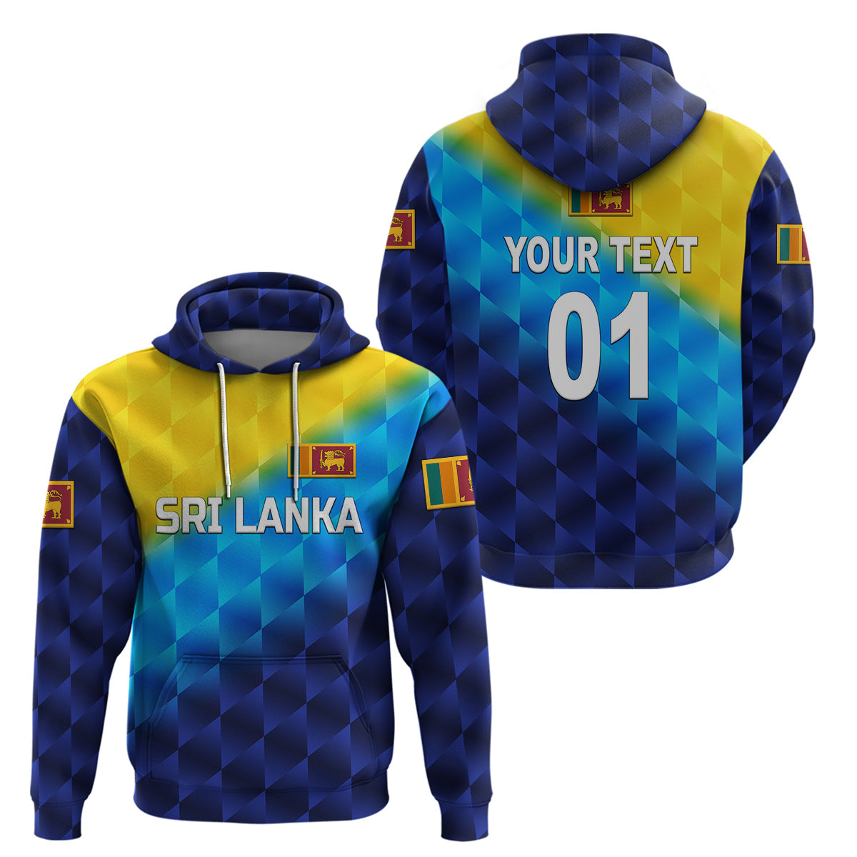 Custom Sri Lanka CrickeHoodie The Lions Special Gradient Blue