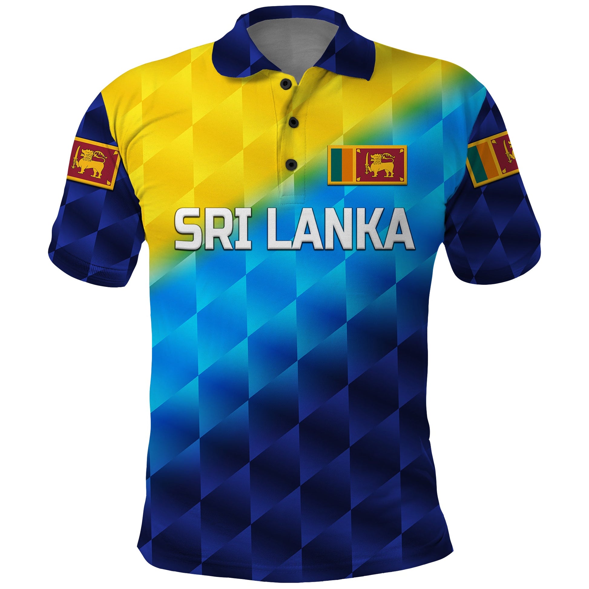 Custom Sri Lanka Cricket Polo Shirt The Lions Special Gradient Blue