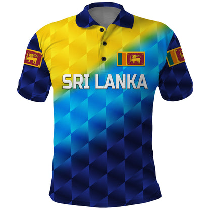 Custom Sri Lanka Cricket Polo Shirt The Lions Special Gradient Blue
