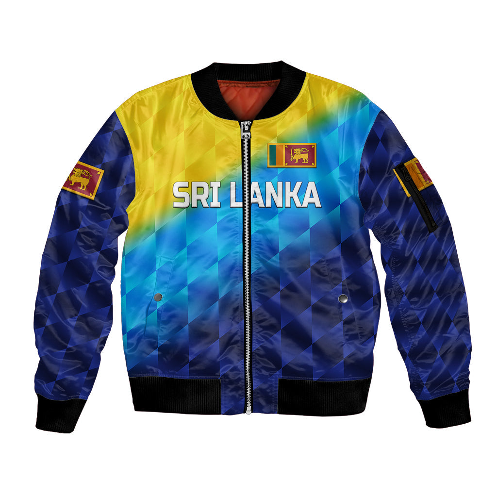 (Custom Personalised) Sri Lanka Cricket Sleeve Zip Bomber Jacket The Lions Special - Gradient Blue