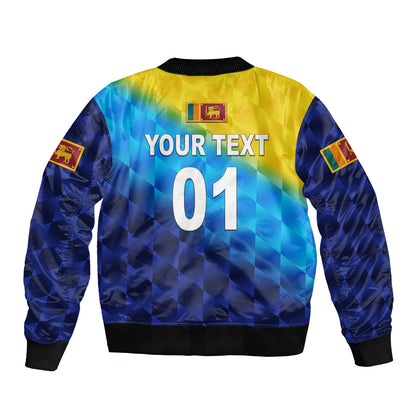 (Custom Personalised) Sri Lanka Cricket Sleeve Zip Bomber Jacket The Lions Special - Gradient Blue