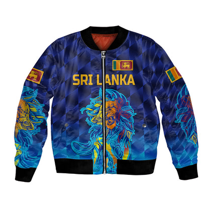(Custom Personalised) Sri Lanka Cricket Bomber Jacket The Lions Pride Version - Blue