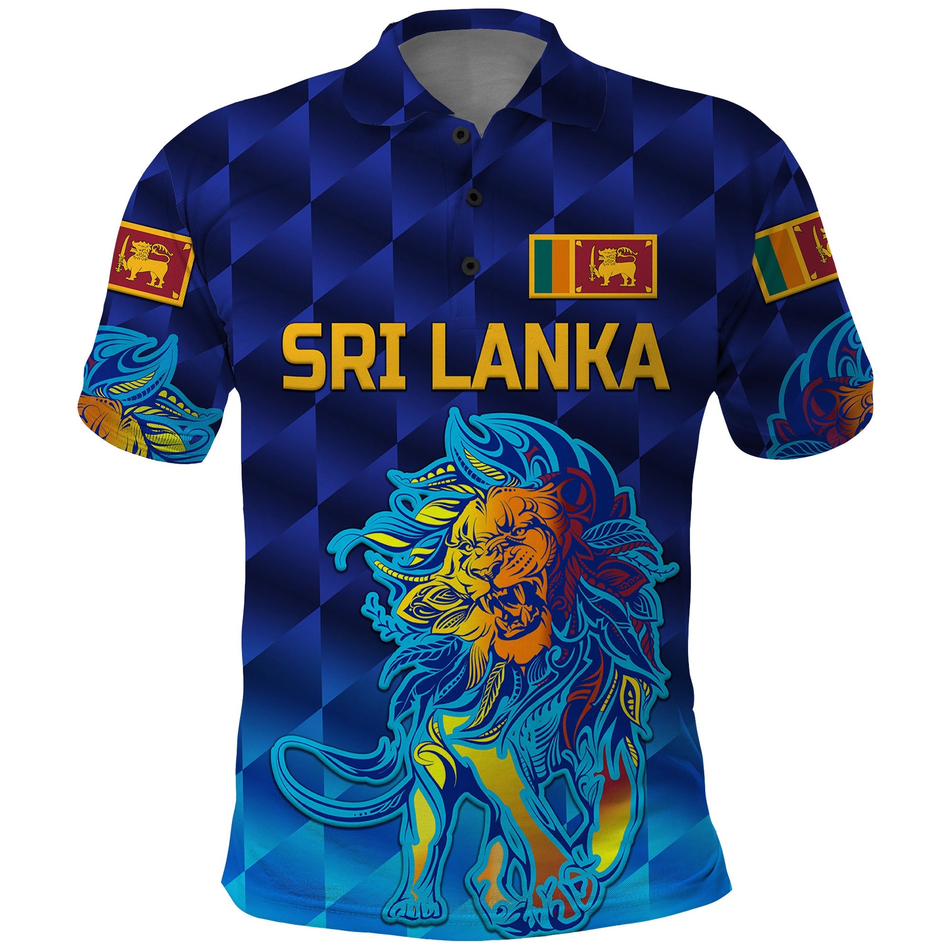 Custom Sri Lanka Cricket Polo Shirt The Lions Pride Version Blue