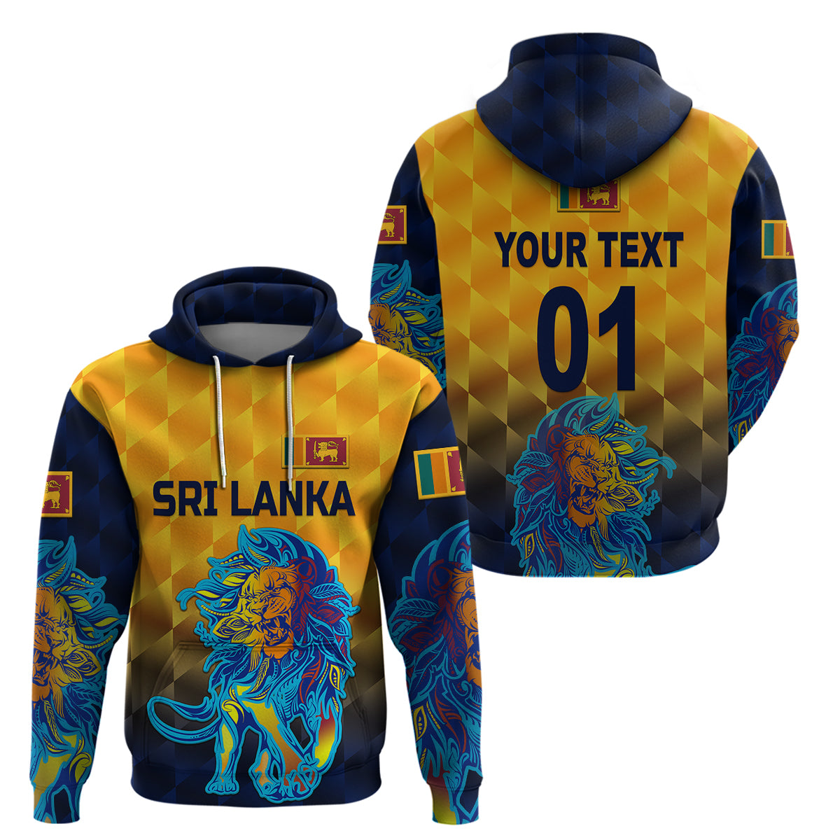Custom Sri Lanka CrickeHoodie The Lions Pride Version Yellow
