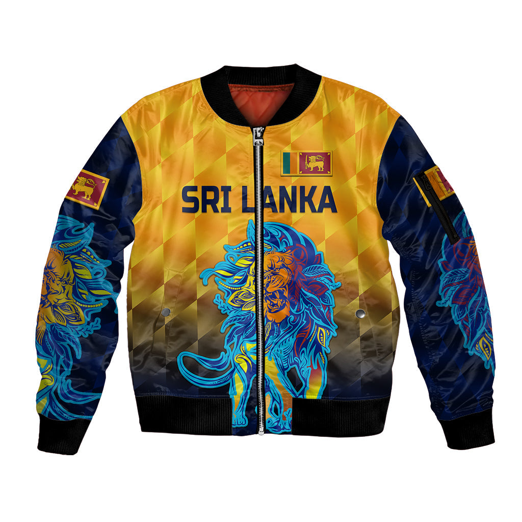 (Custom Personalised) Sri Lanka Cricket Sleeve Zip Bomber Jacket The Lions Pride Version - Yellow
