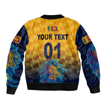 (Custom Personalised) Sri Lanka Cricket Sleeve Zip Bomber Jacket The Lions Pride Version - Yellow