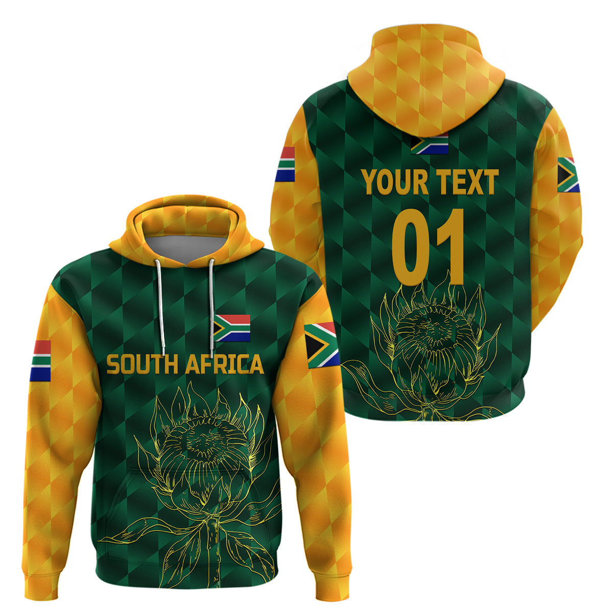 Custom South Africa Proteas CrickeHoodie Simple Green