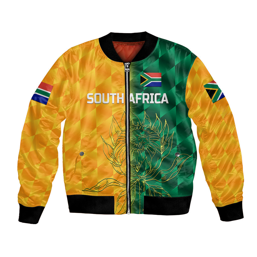 (Custom Personalised) South Africa Proteas Cricket Bomber Jacket Simple - Yellow
