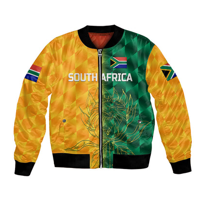 (Custom Personalised) South Africa Proteas Cricket Bomber Jacket Simple - Yellow