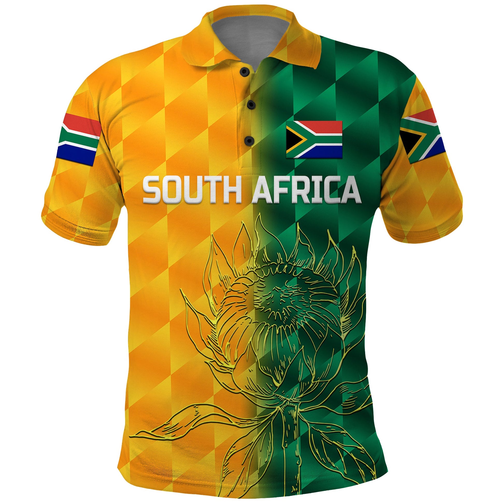 Custom South Africa Proteas Cricket Polo Shirt Simple Yellow